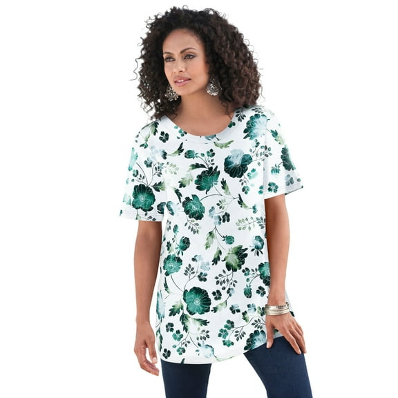 Roaman's Women's Plus Size Cotton Ultimate Crewneck Tee