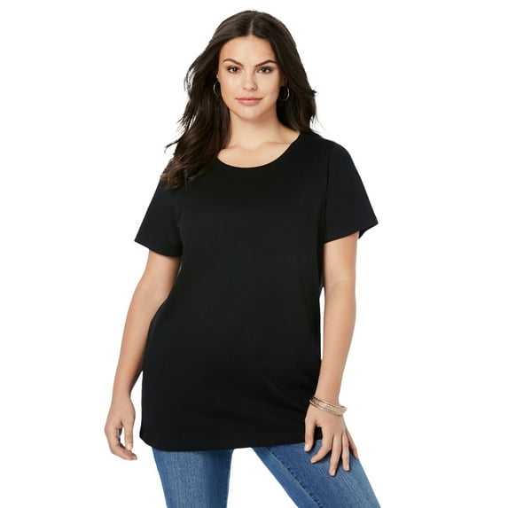 Roaman's Women's Plus Size Cotton Ultimate Crewneck Tee
