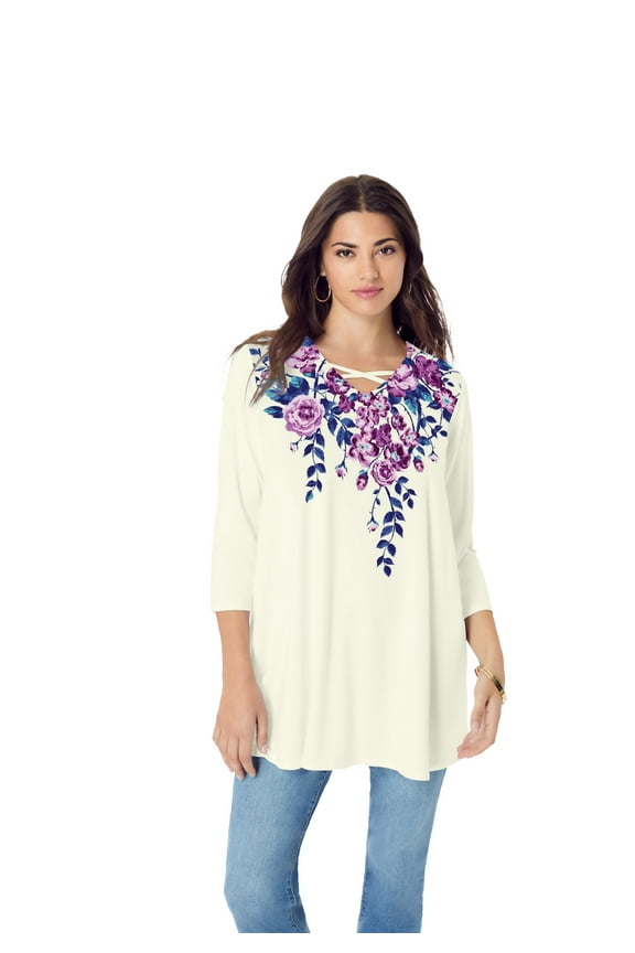 Women's Plus Size Criss Cross Ultra Drape Swing Tunic
