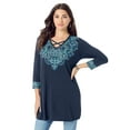 thumbnail image 1 of Roaman's Women's Plus Size Criss Cross Ultra Drape Swing Tunic, 1 of 5