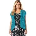 thumbnail image 1 of Roaman's Women's Plus Size Scallop Trim Crochet Cardigan Sweater, 1 of 4