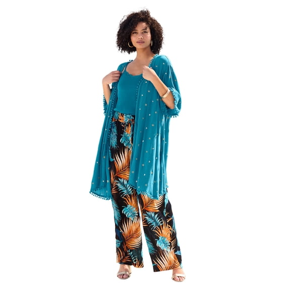 Roaman's Women's Plus Size Crochet-Detailed wrap