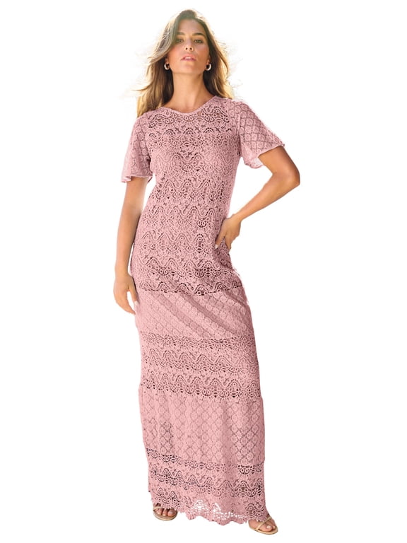 Women's Plus Size Crochet Lace Maxi Dress