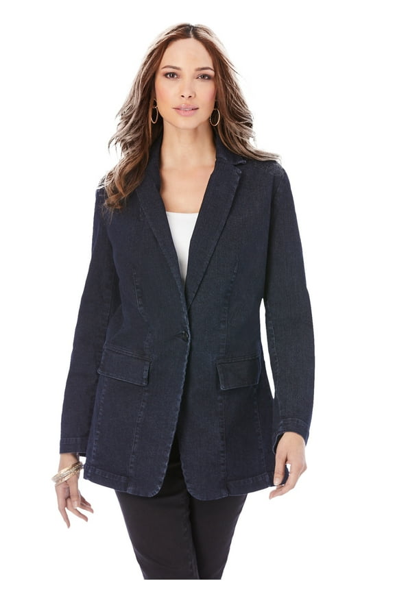 Women's Plus Size Denim Boyfriend Blazer