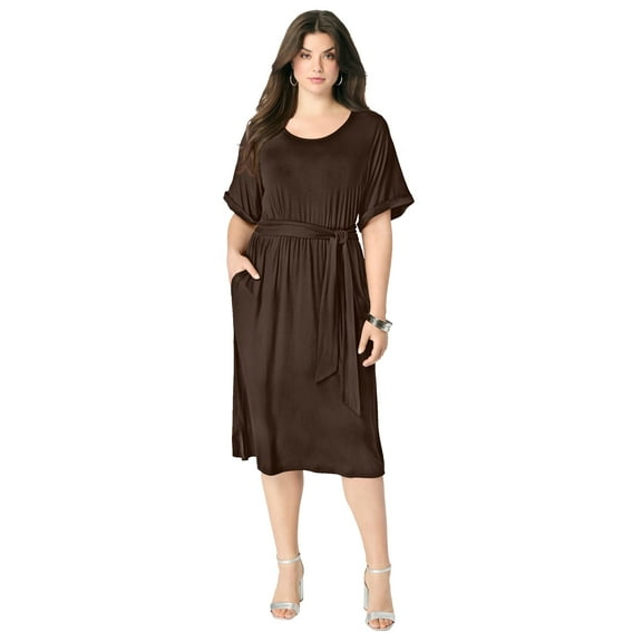 Roaman's Women's Plus Size Dolman-Sleeve Dress