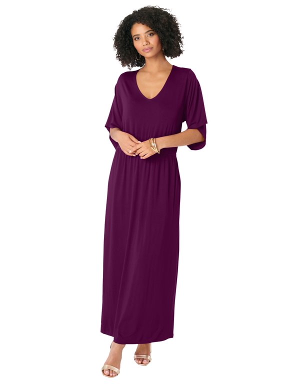 Women's Plus Size Dolman Sleeve Maxi Dress