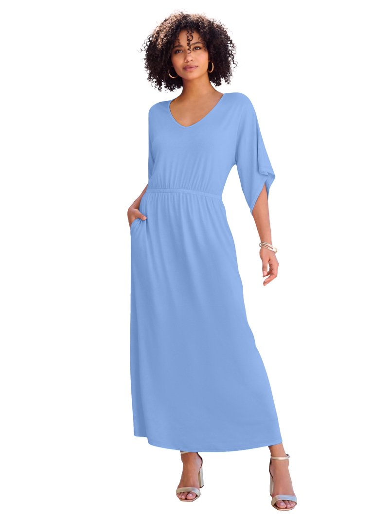 dolman sleeve maxi dress plus size Roaman's Women's Plus Size Stretch Knit Dolman Sleeve Maxi Dress