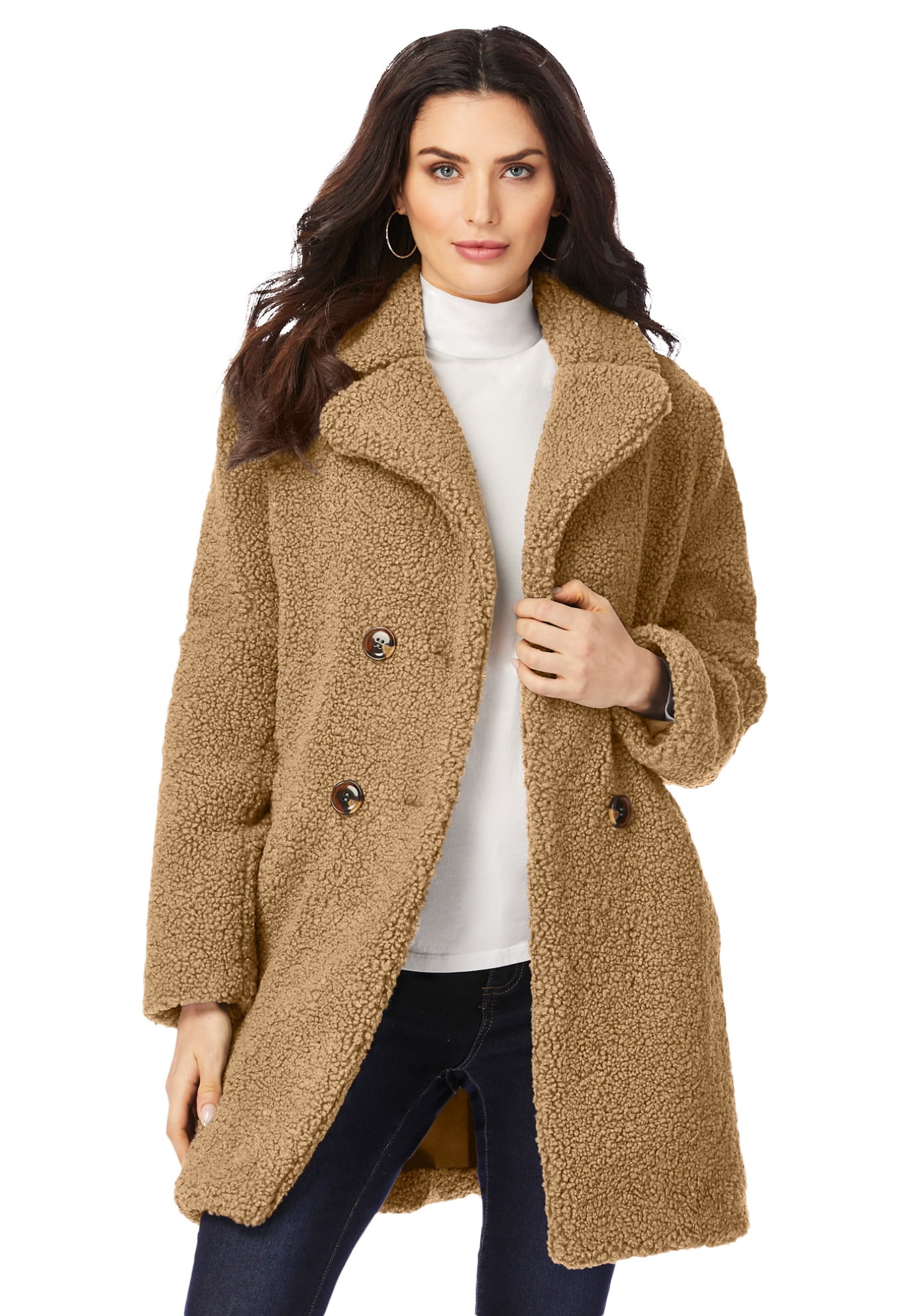 Teddy coat plus size cheap