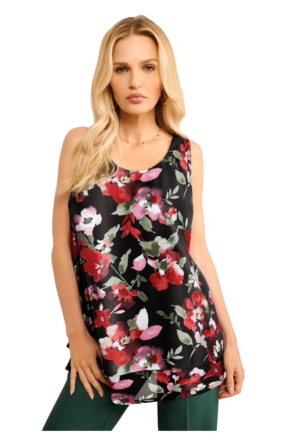 Women's Plus Size Double-Layer Georgette Tank Top
