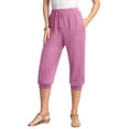 thumbnail image 1 of Roaman's Women's Plus Size Soft Knit Capri Pant With Drawstring Waist, 1 of 5