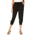 thumbnail image 1 of Roaman's Women's Plus Size Soft Knit Capri Pant With Drawstring Waist, 1 of 5