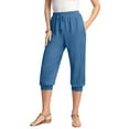thumbnail image 1 of Roaman's Women's Plus Size Soft Knit Capri Pant With Drawstring Waist, 1 of 4
