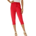 thumbnail image 1 of Roaman's Women's Plus Size Soft Knit Capri Pant With Drawstring Waist, 1 of 5