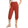 thumbnail image 1 of Roaman's Women's Plus Size Soft Knit Capri Pant With Drawstring Waist, 1 of 5
