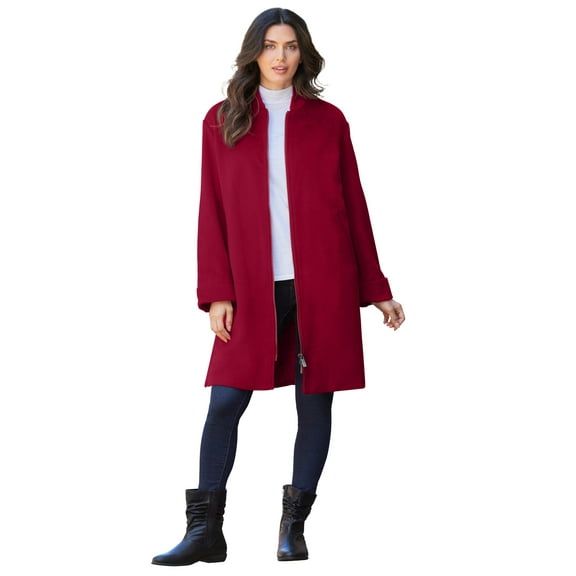 Roaman's Women's Plus Size Wool Blend Driving Coat
