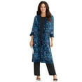 thumbnail image 1 of Roaman's Women's Plus Size Plus-Size 3/4 Sleeve 3 Piece Ity Printed Duster Pant Set, 1 of 6