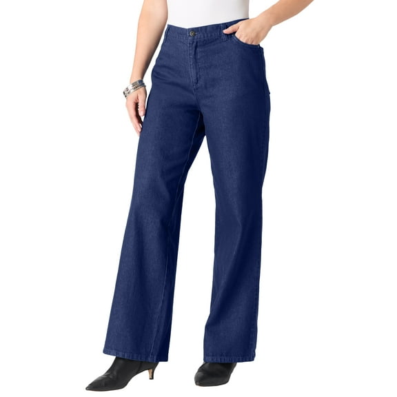 Roaman's Women's Plus Size Easy-Wear Wide Leg Jean