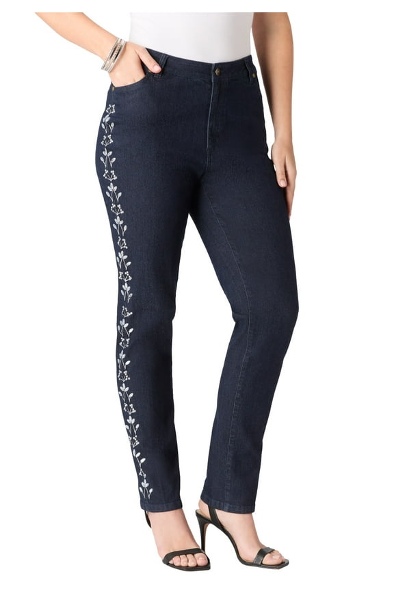 Women's Plus Size Embellished Straight-Leg Jean