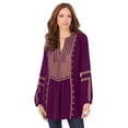 thumbnail image 1 of Roaman's Women's Plus Size Embroidered Boho Tunic, 1 of 4
