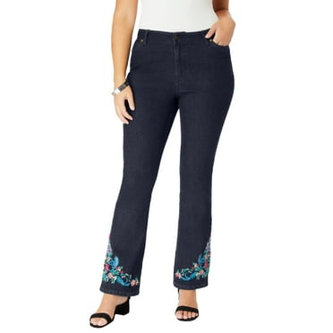 Roaman's Women's Plus Size Embroidered Bootcut Jean