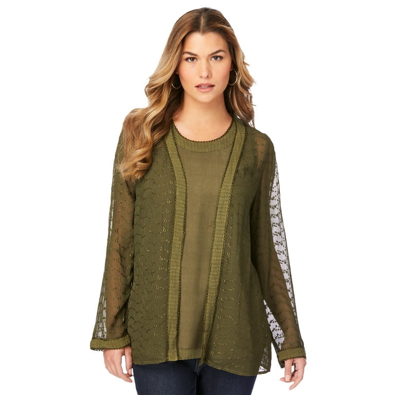 Embroidered cardigan plus clearance size