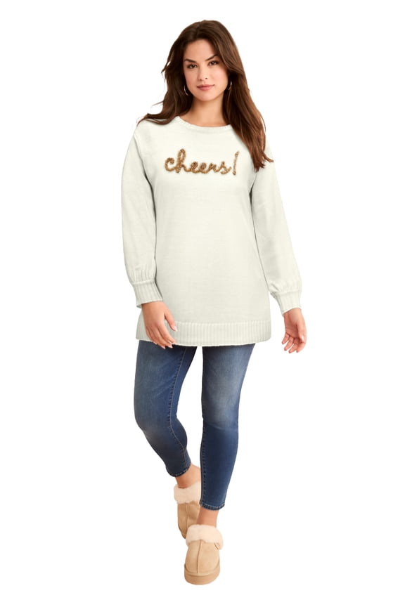 Women's Plus Size Embroidery Sweater