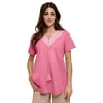 thumbnail image 1 of Roaman's Women's Plus Size Embroidered Notch-Neck Tassel Tunic, 1 of 2