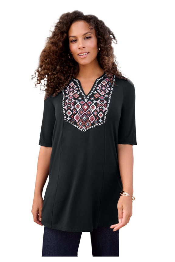 Women's Plus Size Embroidered Swing Tunic
