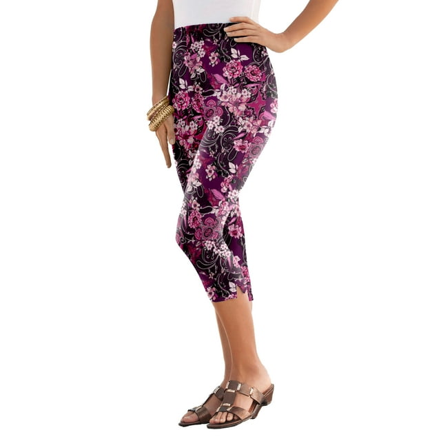 Roaman's Women's Plus Size Essential Stretch Capri Legging Activewear