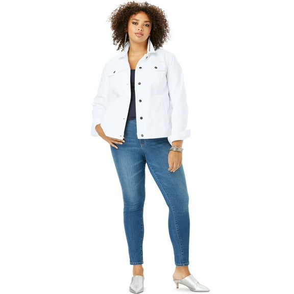 Roaman's Women's Plus Size Classic Stretch Denim Jacket