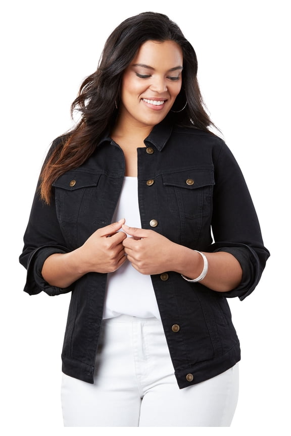 Women's Plus Size Classic Stretch Denim Jacket