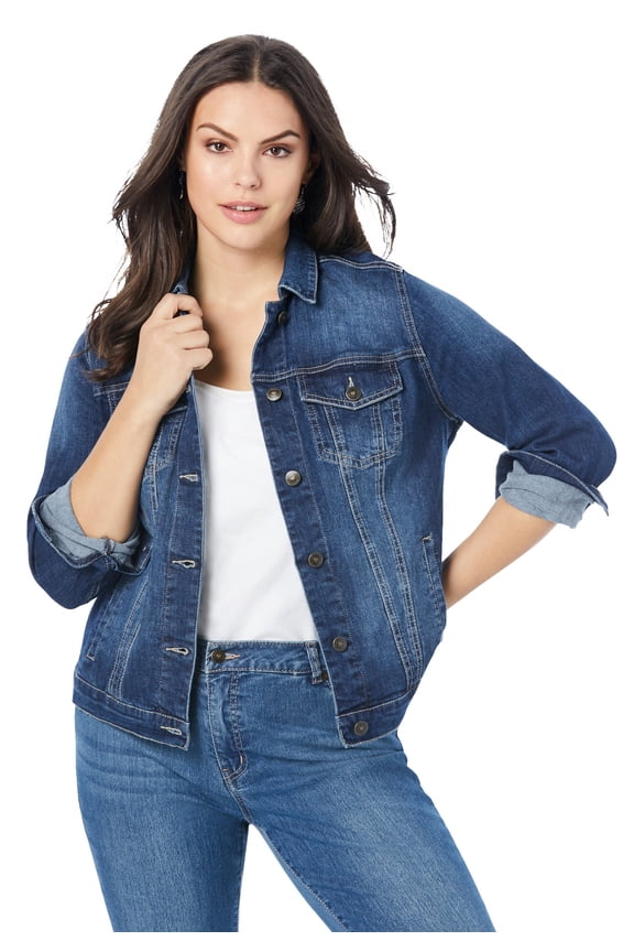Women's Plus Size Classic Stretch Denim Jacket