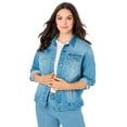thumbnail image 1 of Roaman's Women's Plus Size Classic Stretch Denim Jacket, 1 of 5
