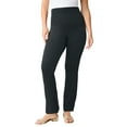 thumbnail image 1 of Roaman's Women's Plus Size Petite Essential Stretch Yoga Pant, 1 of 4