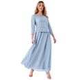 thumbnail image 1 of Roaman's Women's Plus Size Extended Plus Size Sequin Lace Three Quarter Sleeve A-Line Gown, 1 of 1