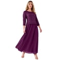 thumbnail image 1 of Roaman's Women's Plus Size Extended Plus Size Sequin Lace Three Quarter Sleeve A-Line Gown, 1 of 1
