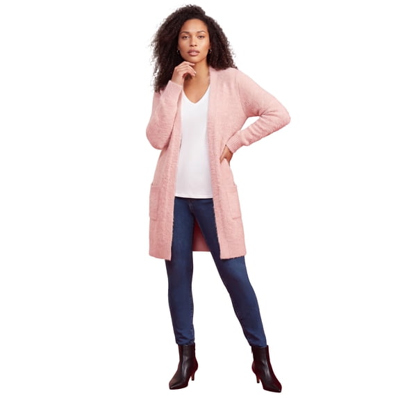 Roaman's Women's Plus Size Eyelash Cardigan