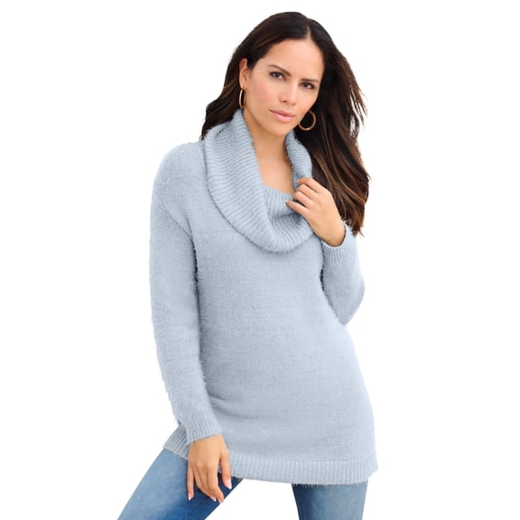 Roaman's Women's Plus Size Eyelash Cowl Neck Sweater