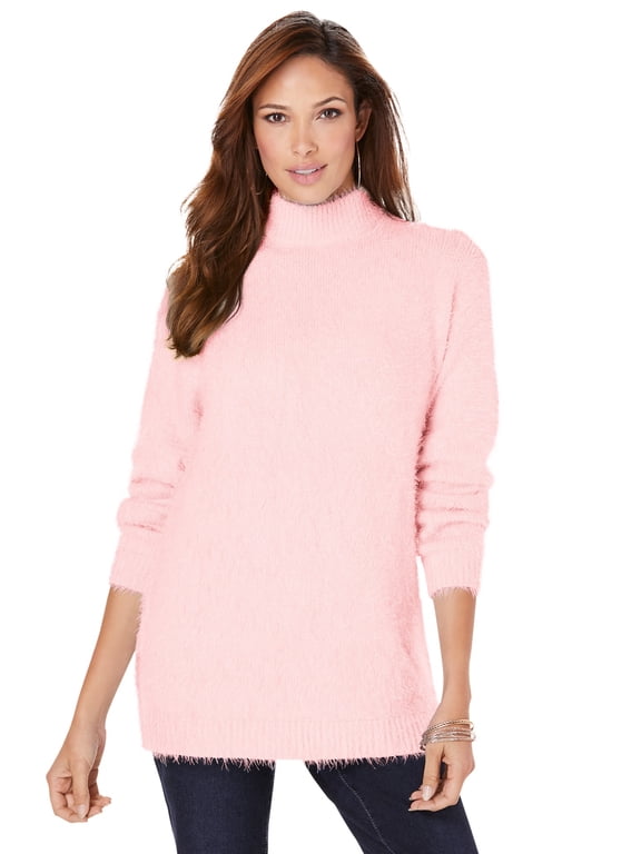 Women's Plus Size Eyelash Mockneck Sweater