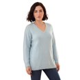 thumbnail image 1 of Roaman's Women's Plus Size Eyelash V Neck Sweater, 1 of 3