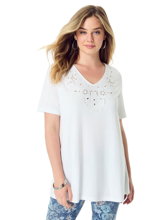 Women's Plus Size Eyelet Swing Tee