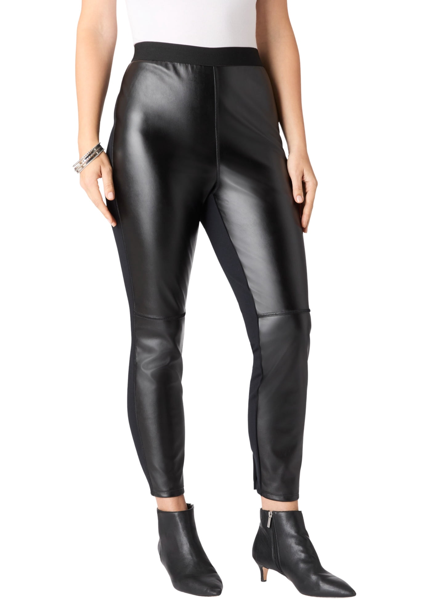 Roaman's Women's Plus Size Faux Leather Legging