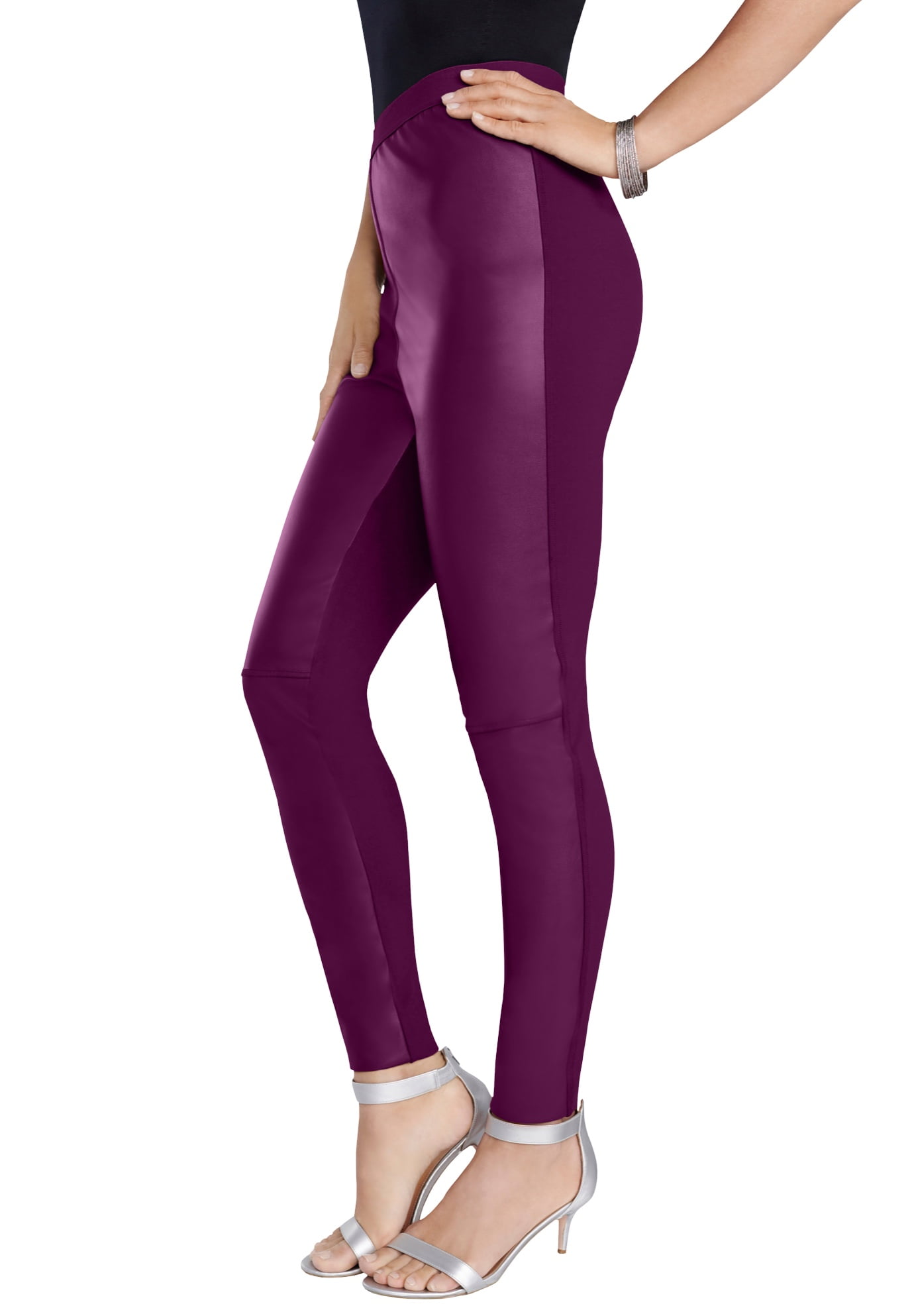 Roaman's Women's Plus Size Faux Leather Legging