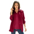 thumbnail image 1 of Roaman's Women's Plus Size Faux Suede Button-Front Shirt, 1 of 3