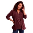 thumbnail image 1 of Roaman's Women's Plus Size Faux Suede Button-Front Shirt, 1 of 4