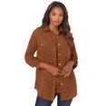 thumbnail image 1 of Roaman's Women's Plus Size Faux Suede Big Shirt, 1 of 5