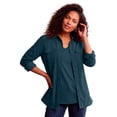 thumbnail image 1 of Roaman's Women's Plus Size Faux Suede Button-Front Shirt, 1 of 4