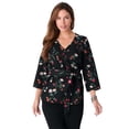 thumbnail image 1 of Roaman's Women's Plus Size Faux Wrap Tie Bi-Stretch Blouse, 1 of 4