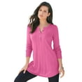 thumbnail image 1 of Roaman's Women's Plus Size Drop Needle Henley Lightweight Sweater Knit, 1 of 5