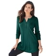 thumbnail image 1 of Roaman's Women's Plus Size Drop Needle Henley Lightweight Sweater Knit, 1 of 5